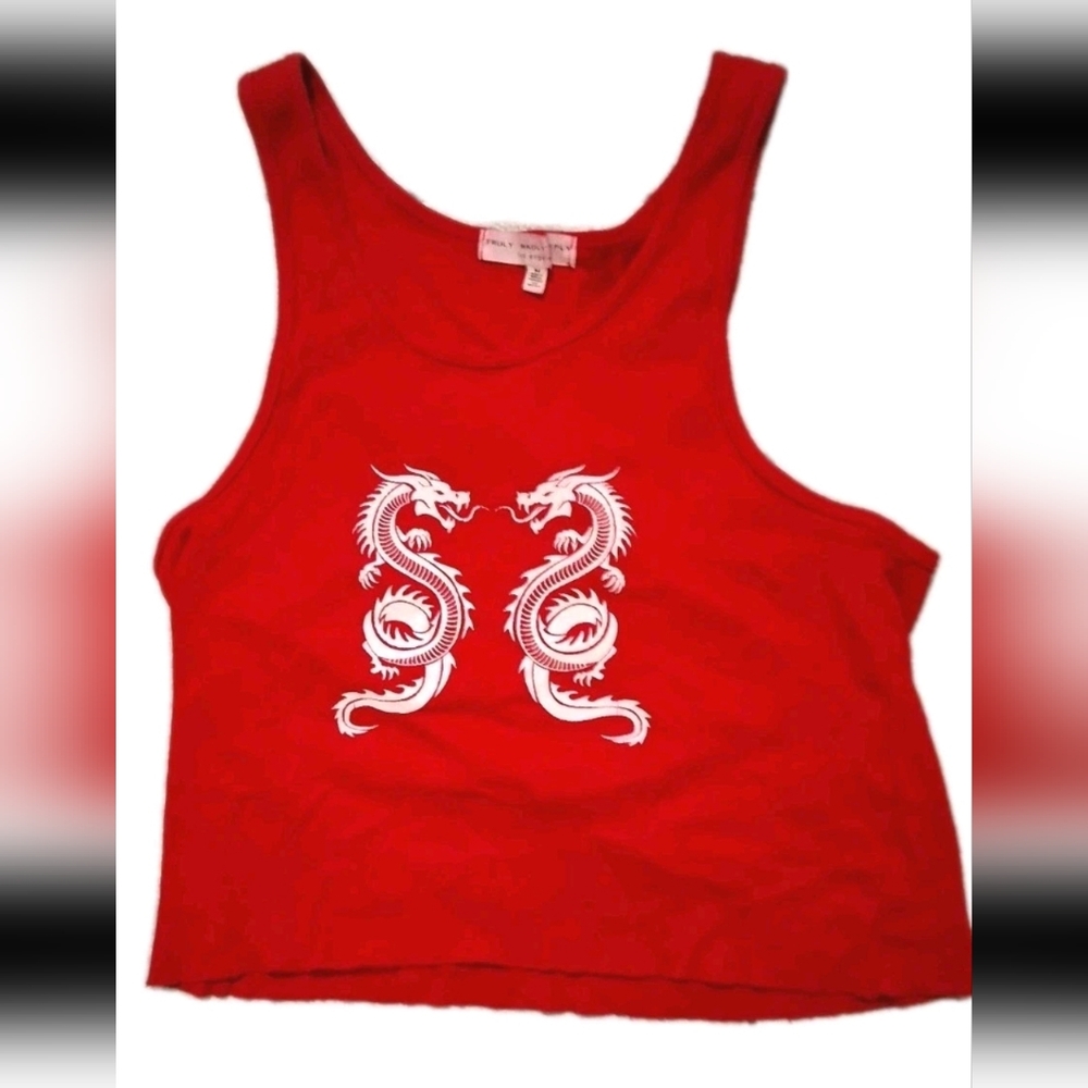 Truly Madly Deeply Red Top with White Label